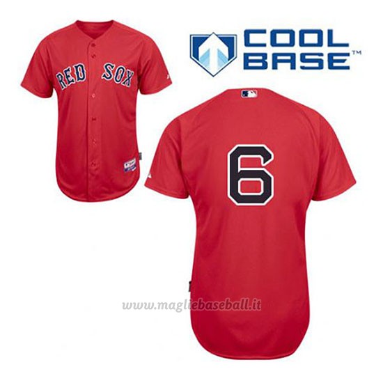 Maglia Baseball Uomo Boston Red Sox 6 Johnny Pesky Rosso Alterner Cool Base